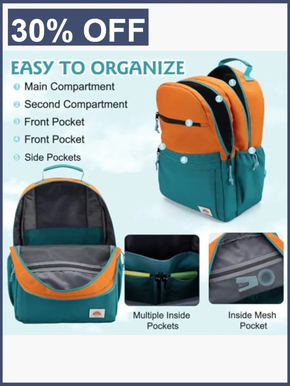 Lightweight School Backpack, Classic Cute Aesthetic Daypack for Teen Boys